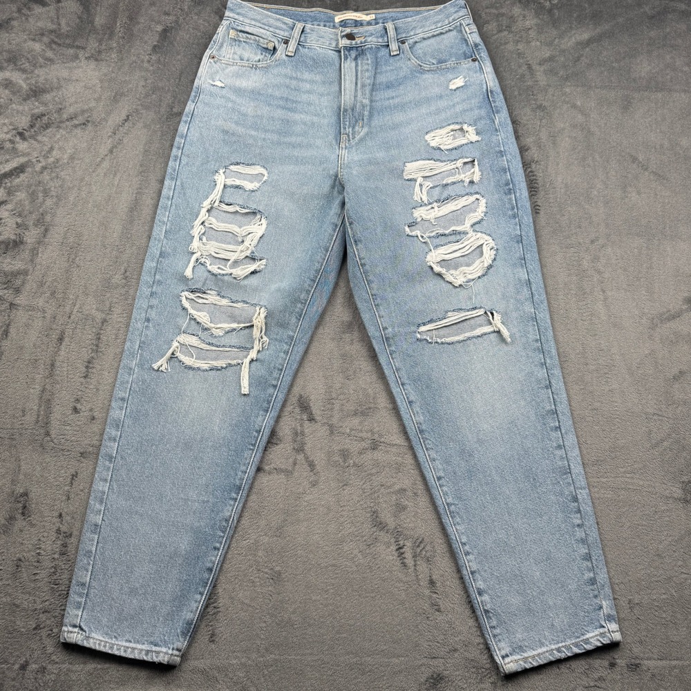 Levi's High Waisted Mom Jeans Women 31 Distressed Light Wash Good